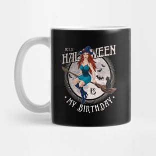 Young beautiful witch on a broom Mug